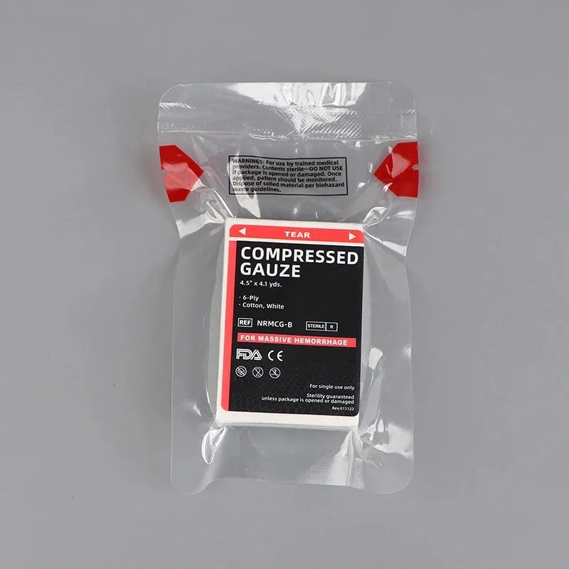 1Pc 4.5" x 4.1 Yards Essential First Aid and Stop The Bleed Kit Rhino Z-Folded Compressed Sterile Gauze For Emergency Wound