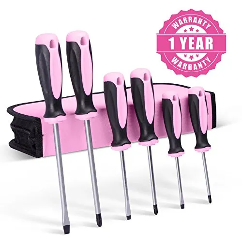 6-Piece Pink Power Screwdriver Set w/Tool Bag