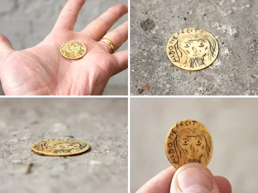 A Charming 18thC Italian Naïvely Carved Bone Token; 'ALDO ME FECIT'