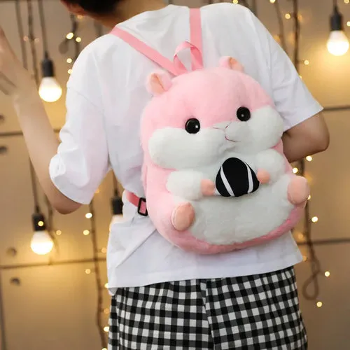 Adorable Kawaii Hamster Plush Backpack - Cute 35cm Shoulder Bag