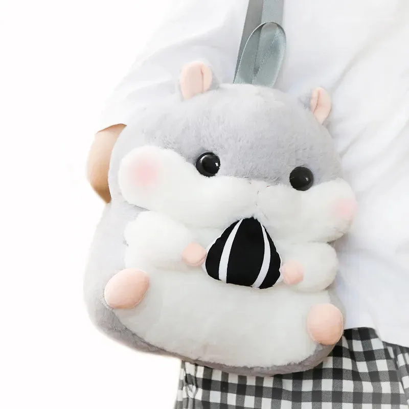 Adorable Kawaii Hamster Plush Backpack - Cute 35cm Shoulder Bag