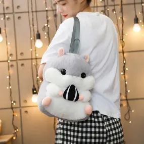 Adorable Kawaii Hamster Plush Backpack - Cute 35cm Shoulder Bag
