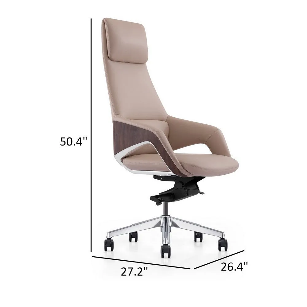 Akon Office Recliner Chair, Adjustable Height, Swivel, Lux Beige Leather By Casagear Home