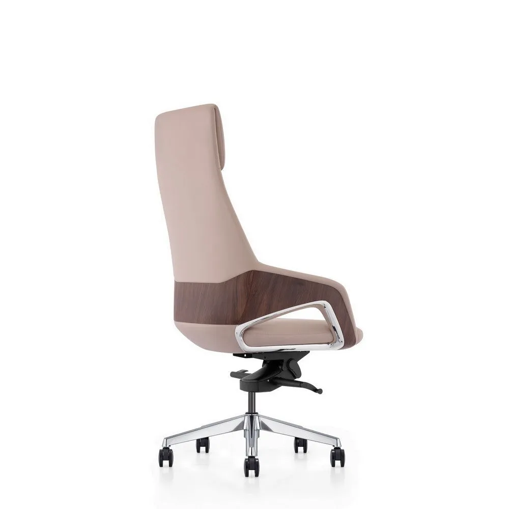 Akon Office Recliner Chair, Adjustable Height, Swivel, Lux Beige Leather By Casagear Home
