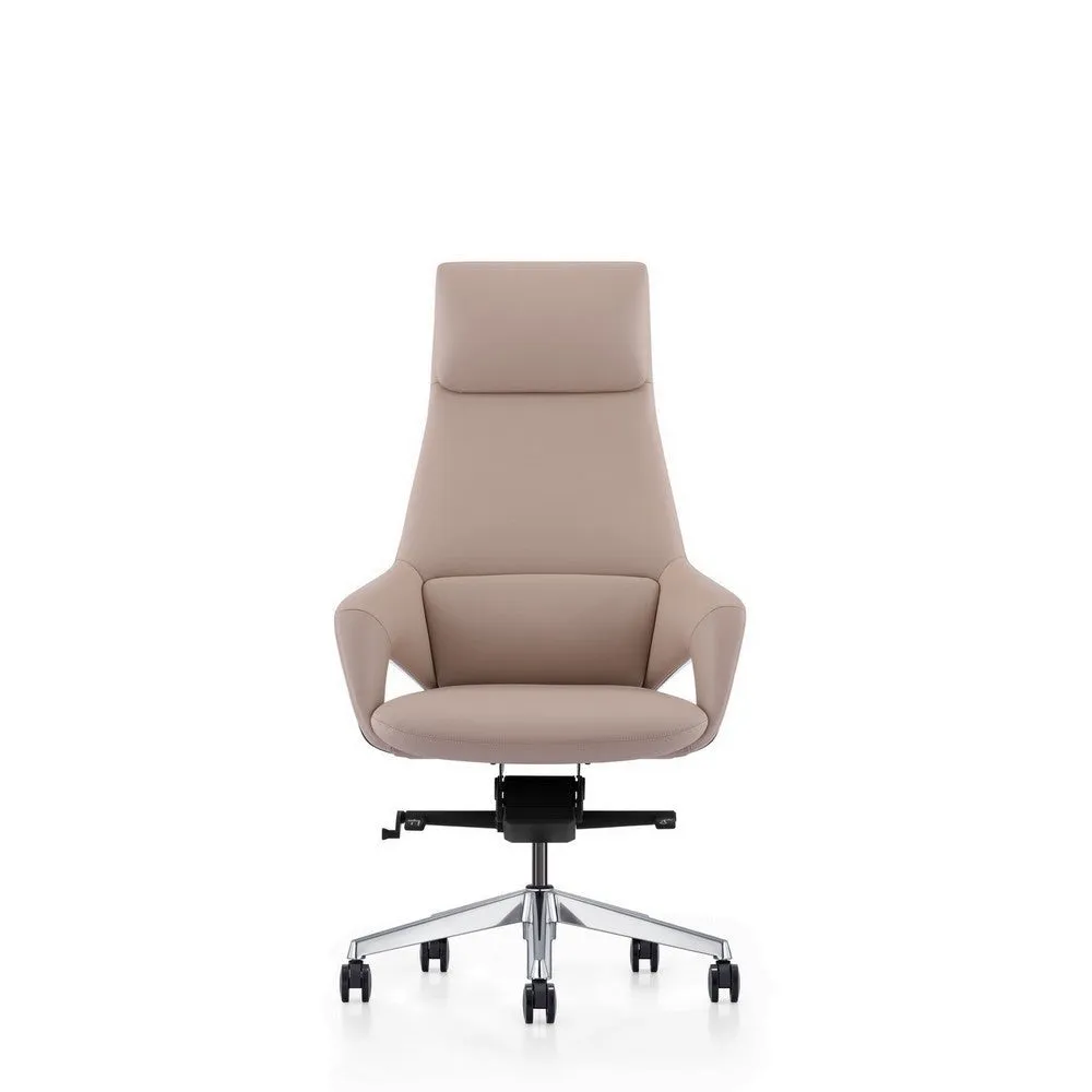 Akon Office Recliner Chair, Adjustable Height, Swivel, Lux Beige Leather By Casagear Home