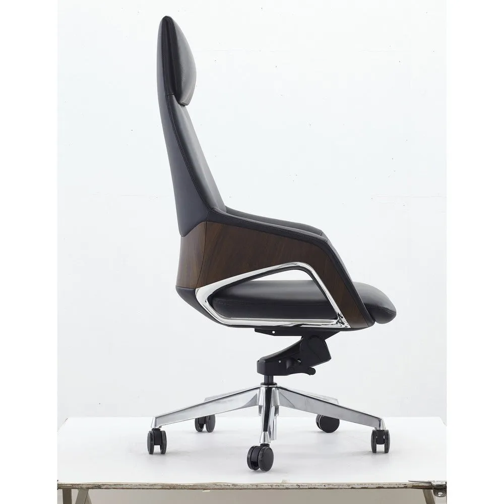 Akon Office Recliner Chair, Adjustable Height,Swivel, Lux Black Leather By Casagear Home