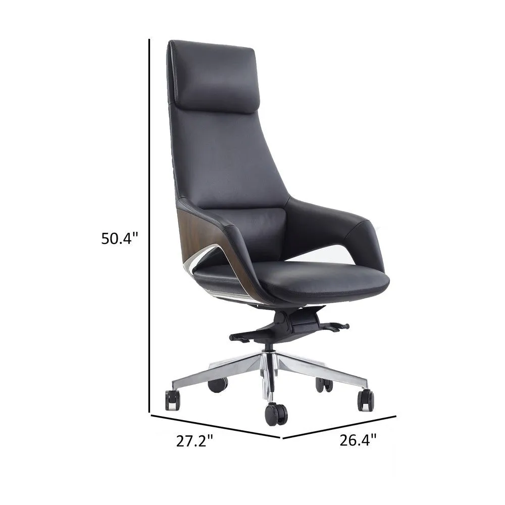 Akon Office Recliner Chair, Adjustable Height,Swivel, Lux Black Leather By Casagear Home