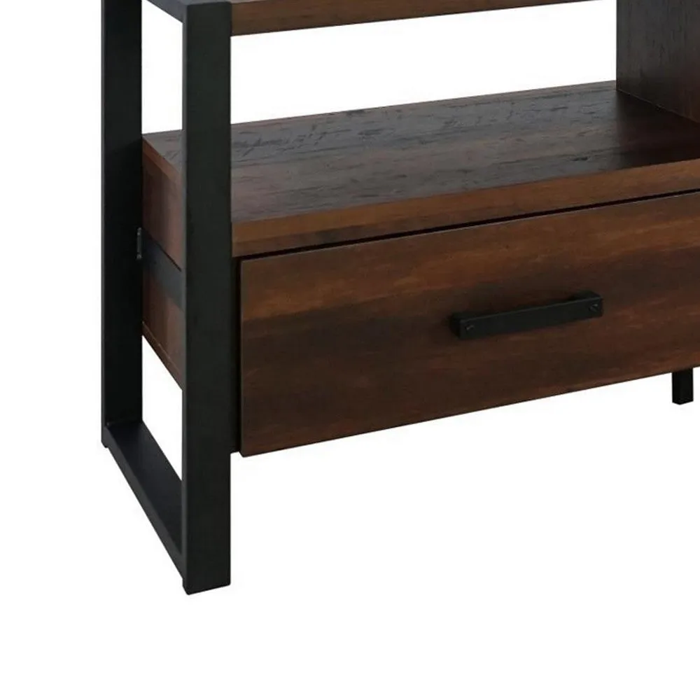 Anny 47 Inch TV Media Entertainment Center, 2 Drawers, Black, Dark Brown By Casagear Home