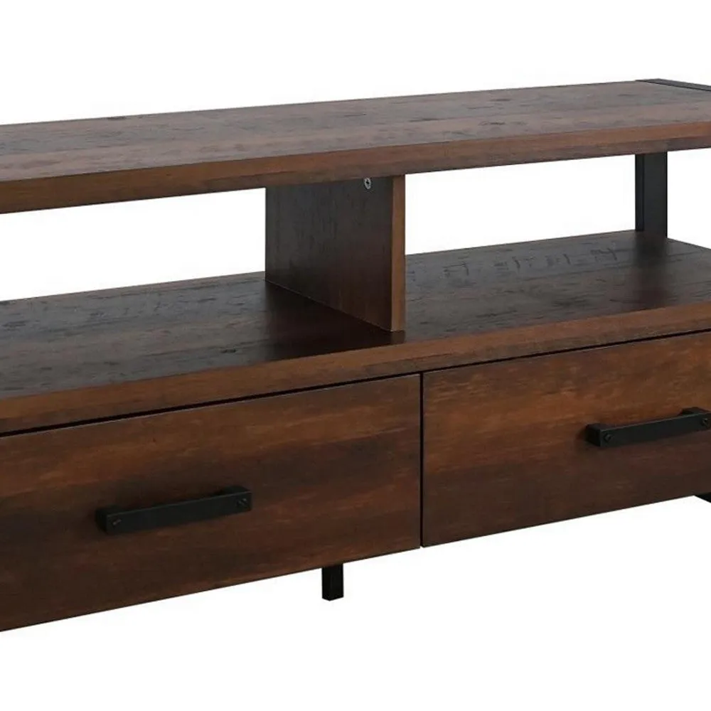 Anny 47 Inch TV Media Entertainment Center, 2 Drawers, Black, Dark Brown By Casagear Home