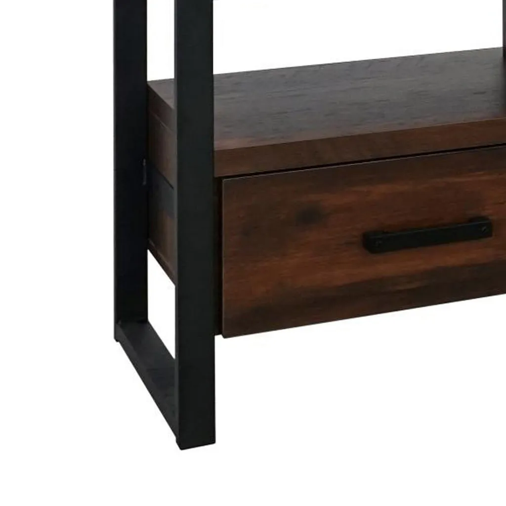 Anny 60 Inch TV Media Entertainment Center, 3 Drawers, Black, Dark Brown By Casagear Home