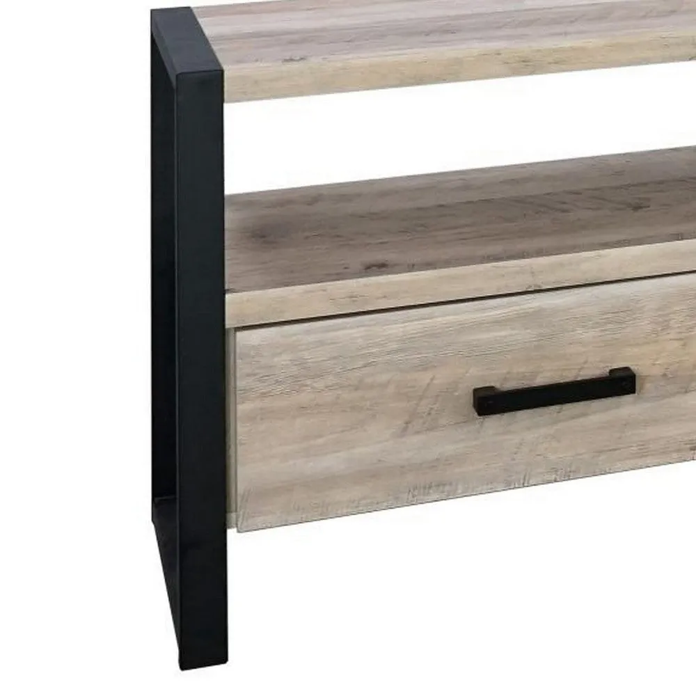Anny 71 Inch TV Media Entertainment Center, 3 Drawers, Black, Rustic Brown By Casagear Home