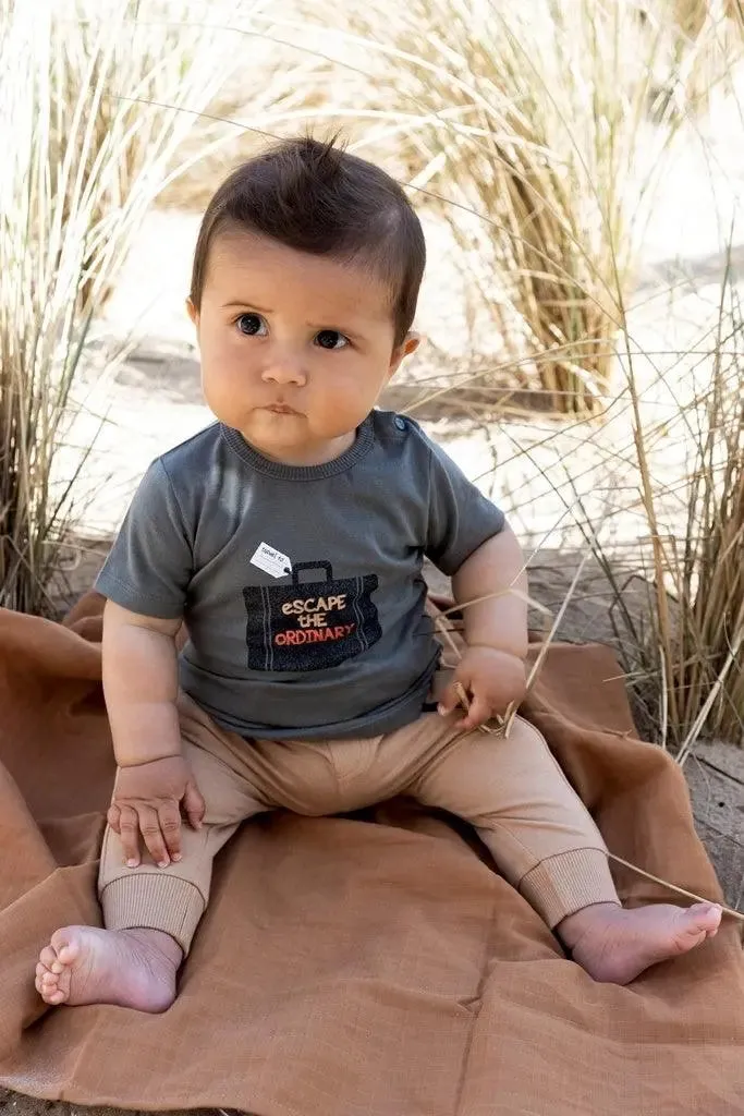 Boys T-shirt Army Green Suitcase | Dirkje
