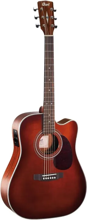 Cort MR500E BR W/Bag Dreadnought Cutaway Guitar OP Brown Burst