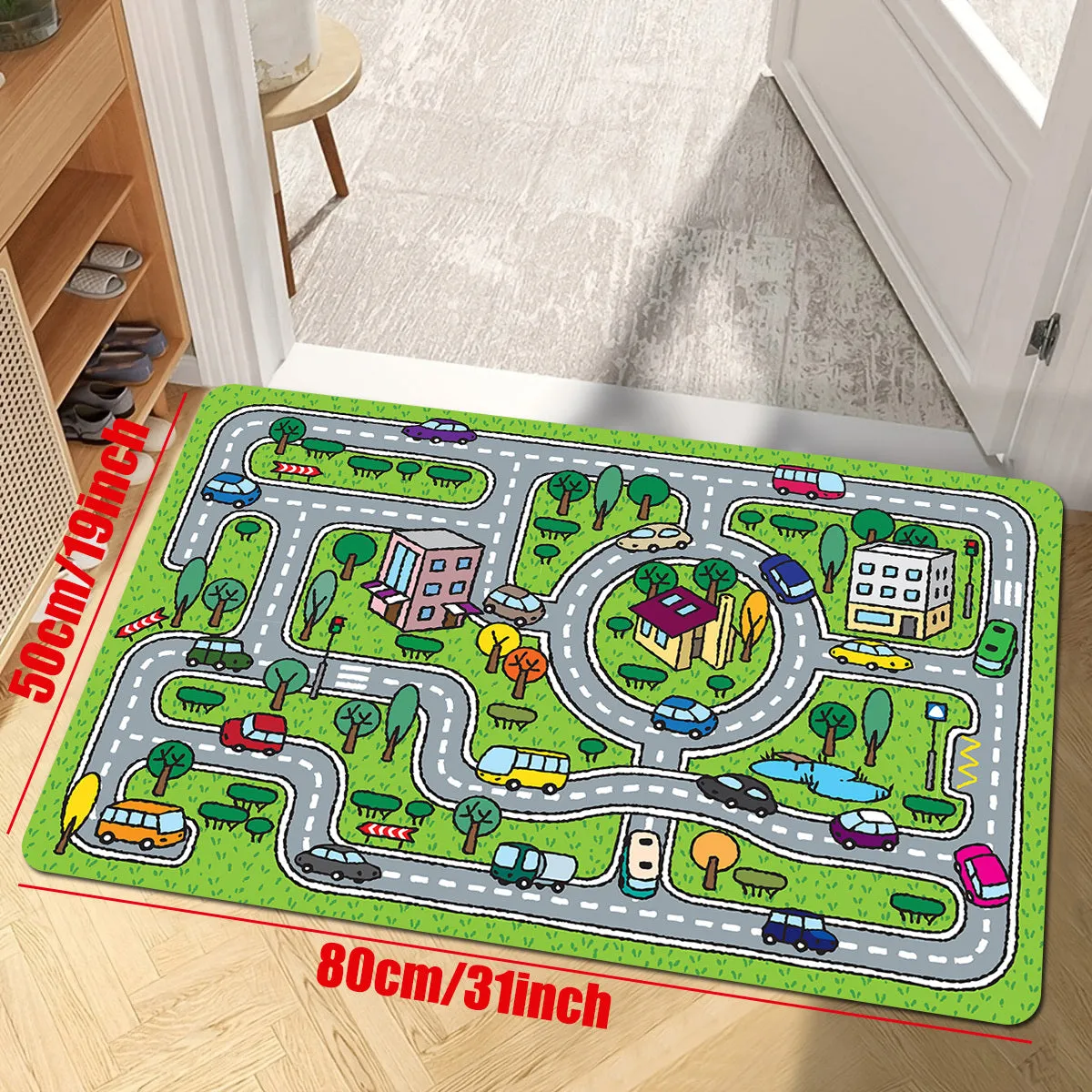 Cute Cartoon Game Rug Large Size Nonslip Floor Mat for Gaming Room Home Decor