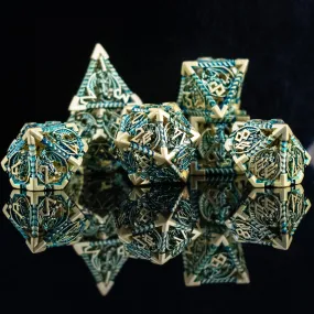 Dragonguard Hollow Metal Dice Set - Azure and Gold