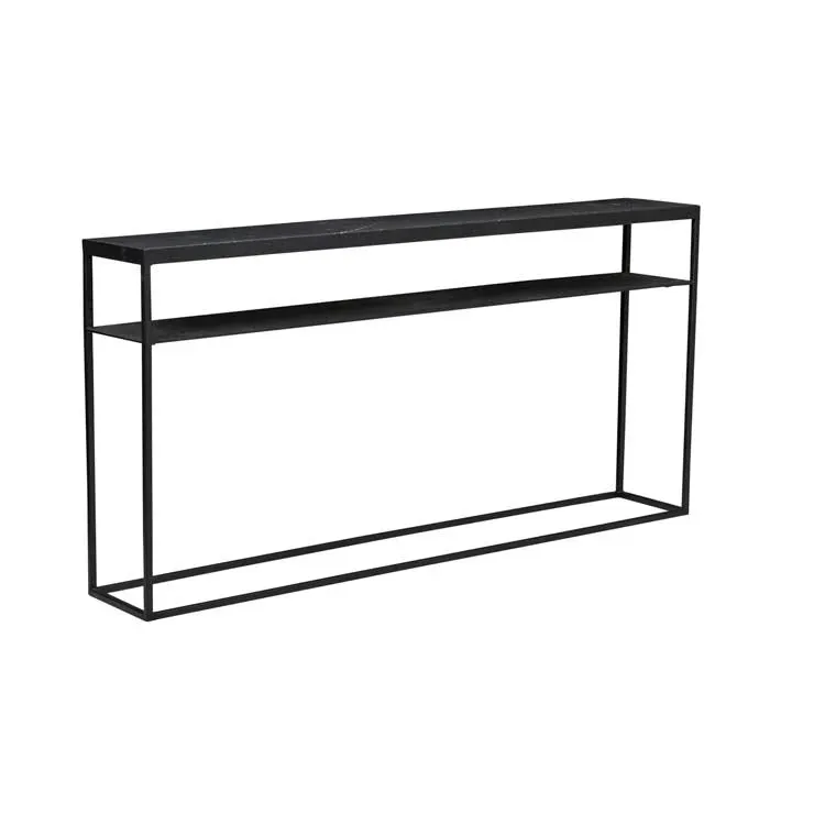 Elle Slim Black Marble Console