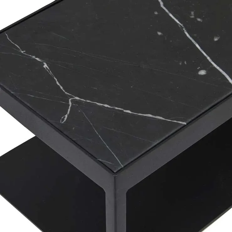 Elle Slim Black Marble Console