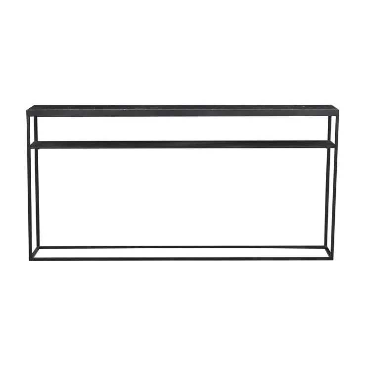 Elle Slim Black Marble Console