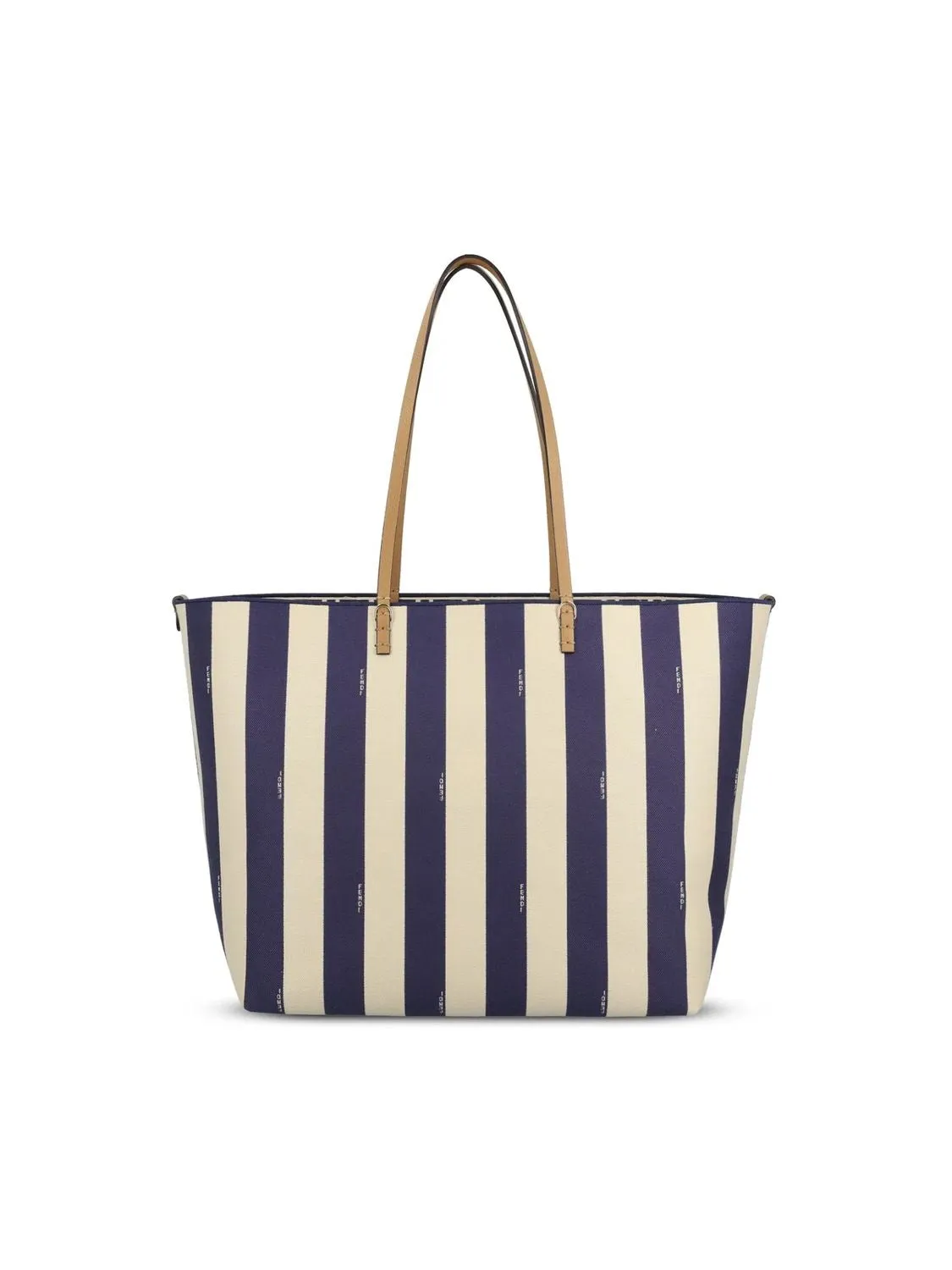FENDI Reversible Roll Large Shopper in Striped Fabric