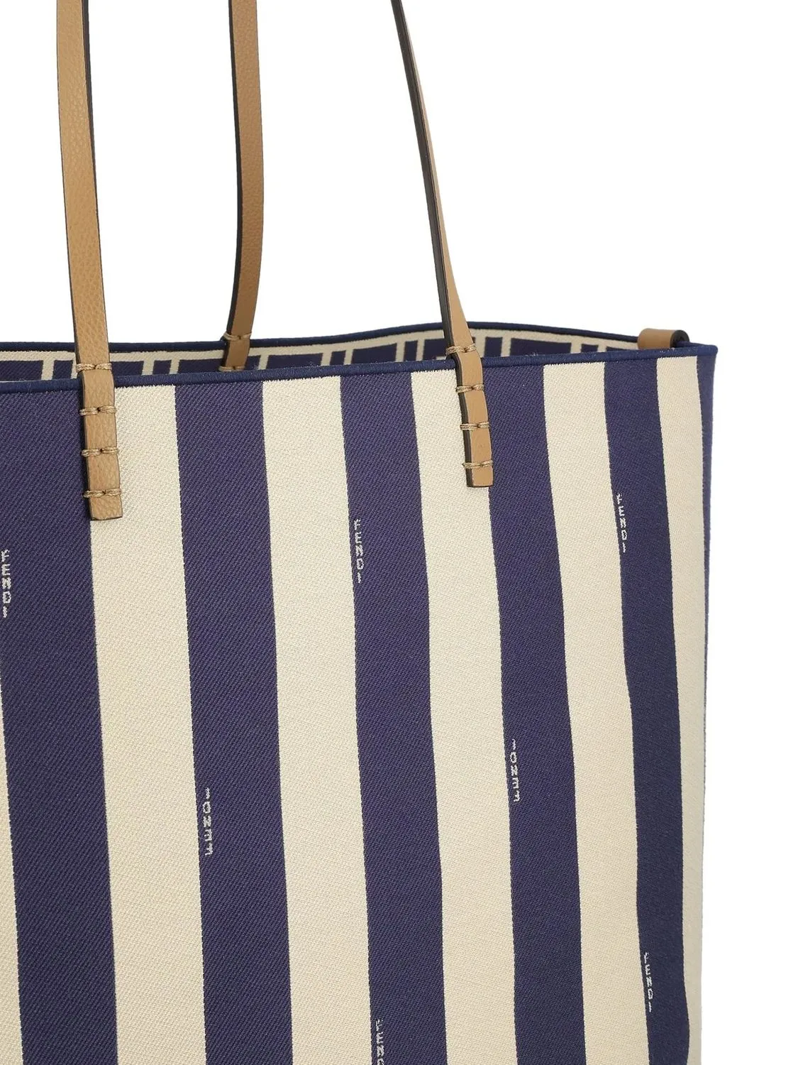 FENDI Reversible Roll Large Shopper in Striped Fabric