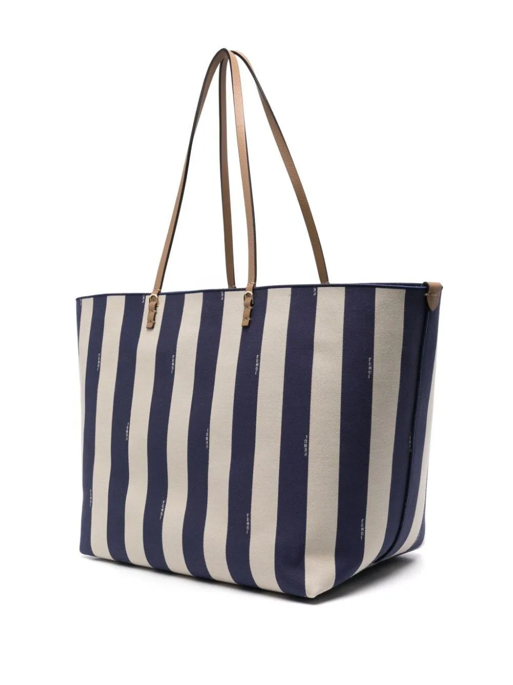 FENDI Reversible Roll Large Shopper in Striped Fabric