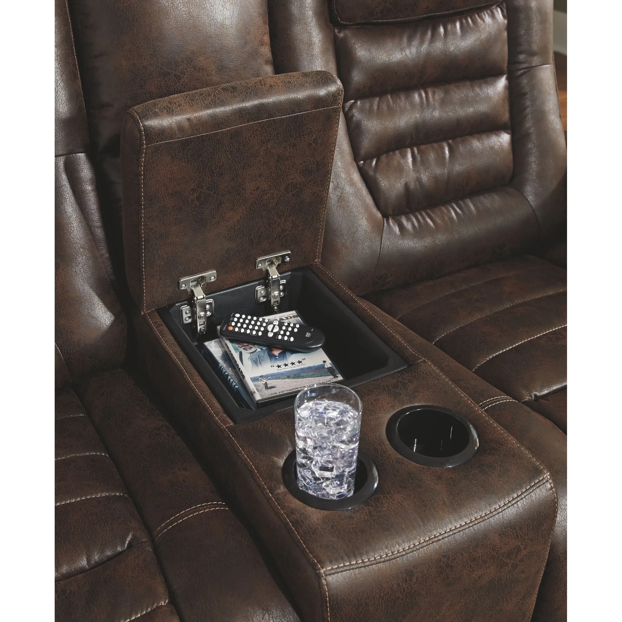 Game Zone Power Reclining Loveseat with Console and Adj Head