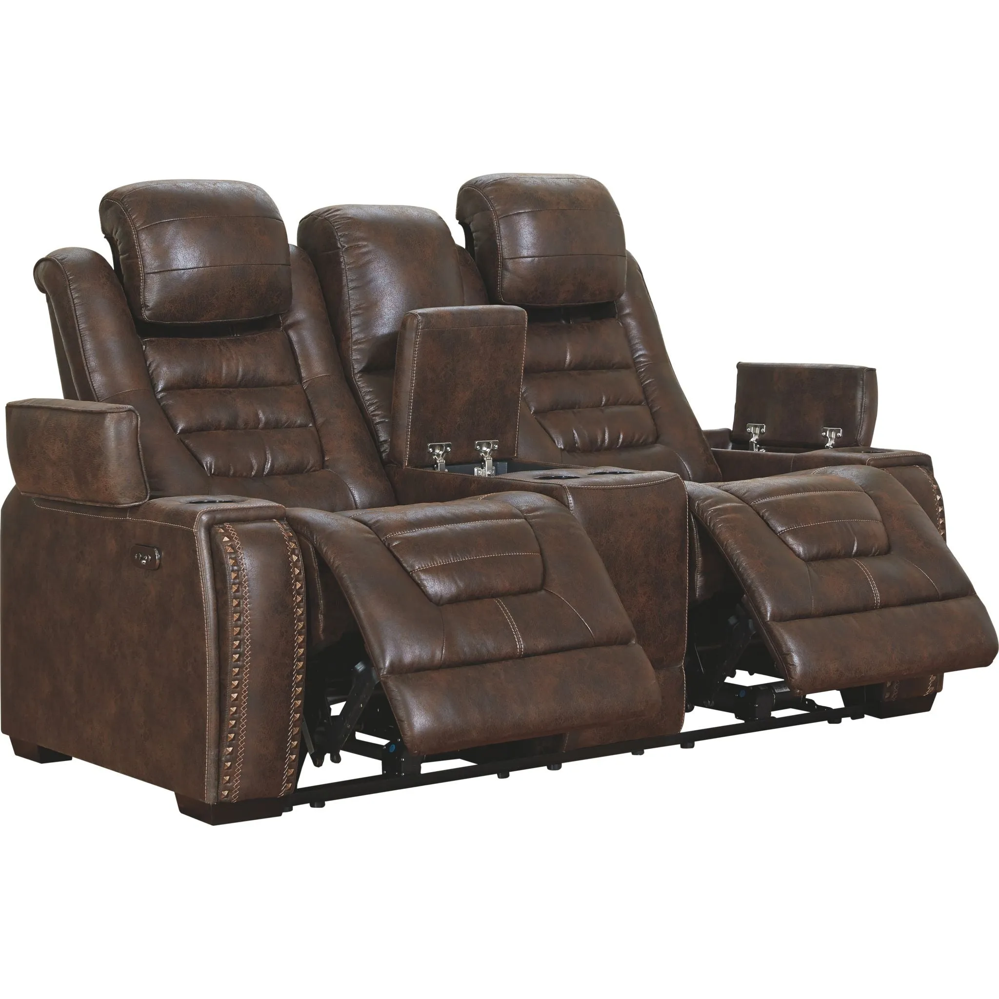Game Zone Power Reclining Loveseat with Console and Adj Head