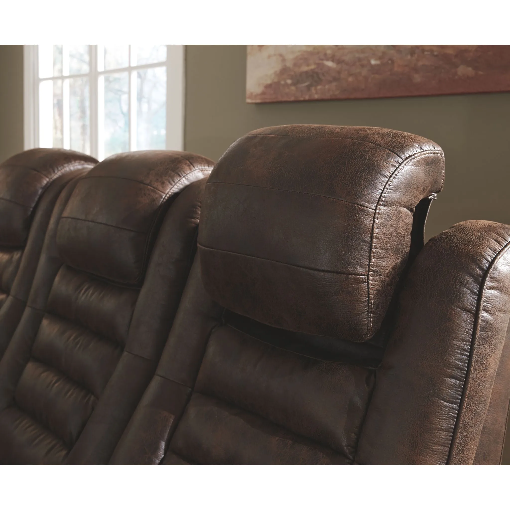 Game Zone Power Reclining Loveseat with Console and Adj Head