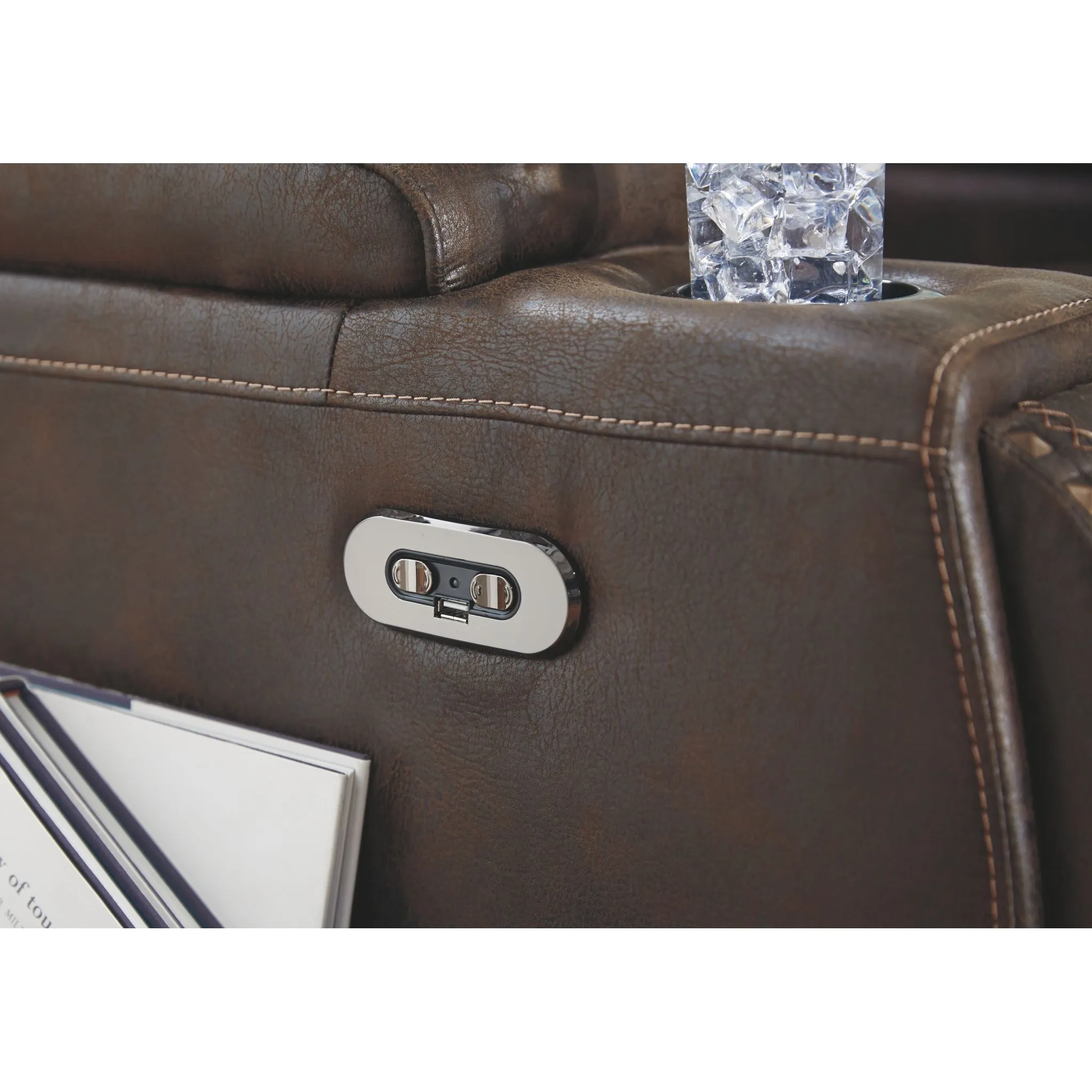 Game Zone Power Reclining Loveseat with Console and Adj Head