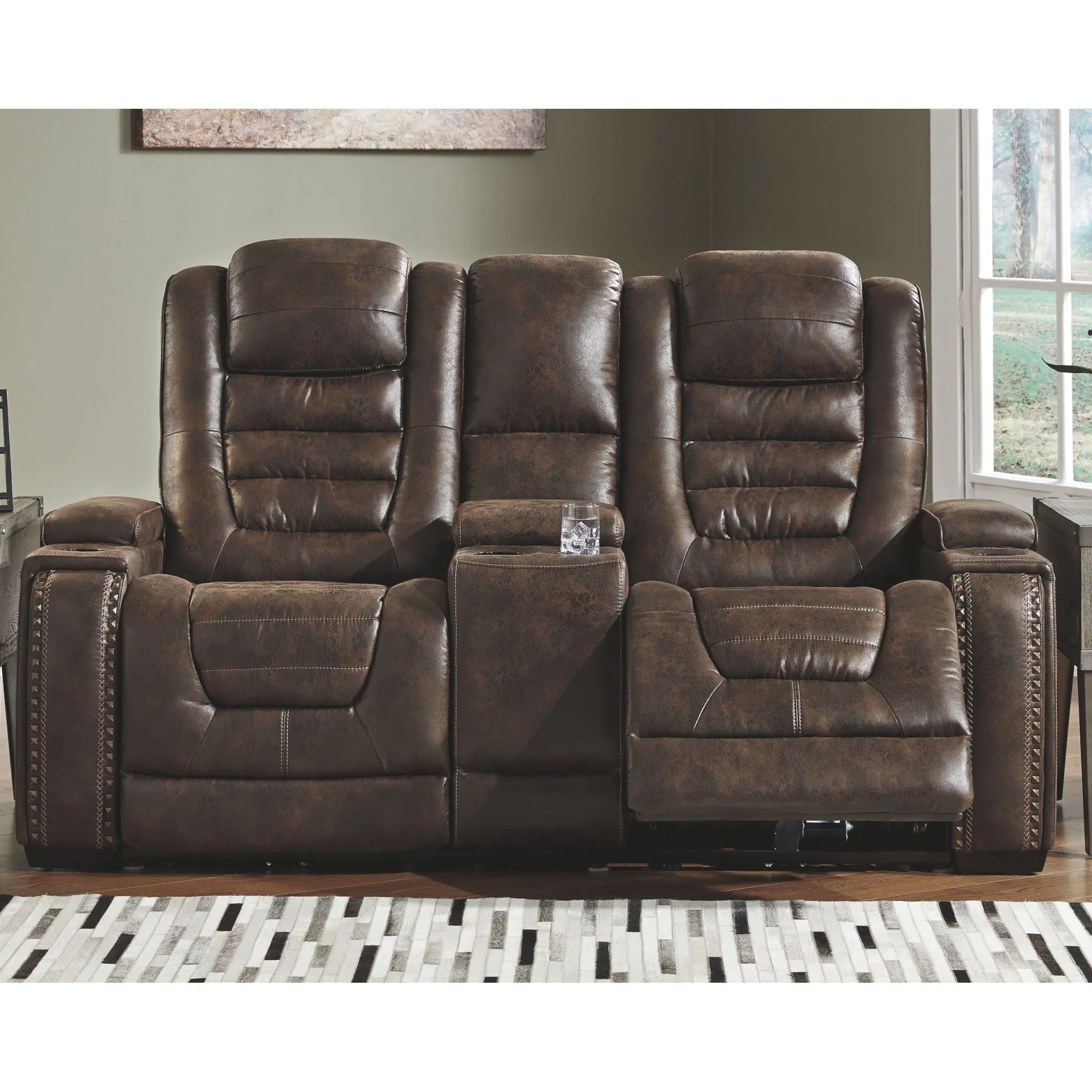 Game Zone Power Reclining Loveseat with Console and Adj Head