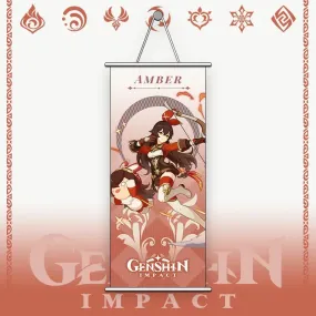 Genshin Impact Amber Gaming Anime Wall Hanging Scroll | 70 x 25 Cms |