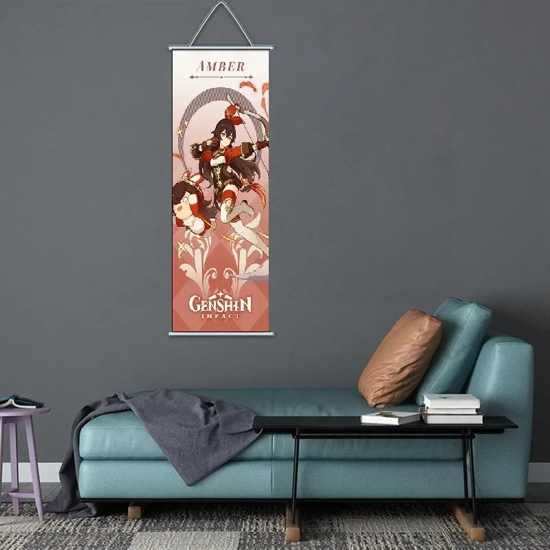 Genshin Impact Amber Gaming Anime Wall Hanging Scroll | 70 x 25 Cms |