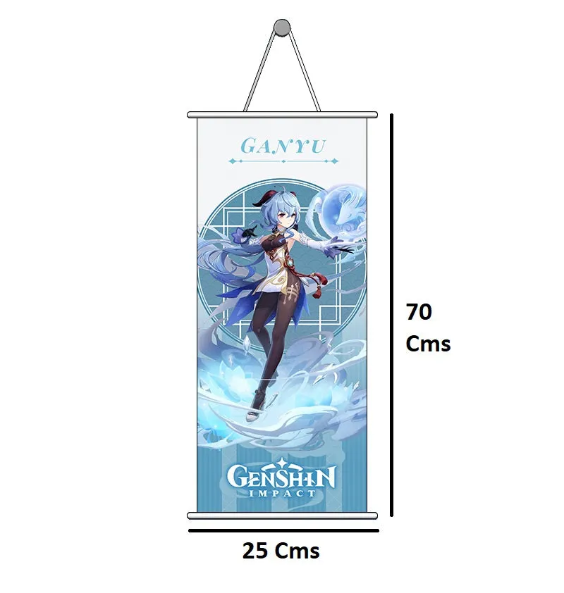 Genshin Impact Ganyu Gaming Anime Wall Hanging Scroll | 70 x 25 Cms |