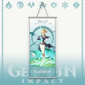 Genshin Impact Jean Gaming Anime Wall Hanging Scroll | 70 x 25 Cms |