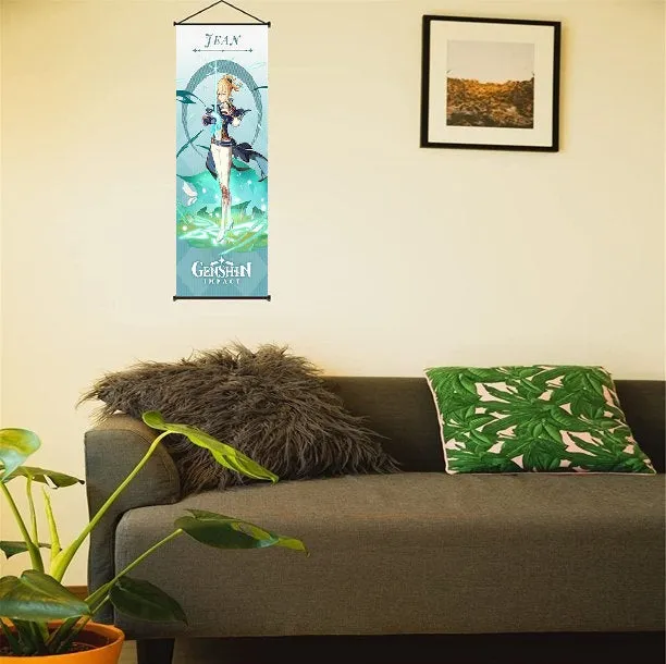 Genshin Impact Jean Gaming Anime Wall Hanging Scroll | 70 x 25 Cms |