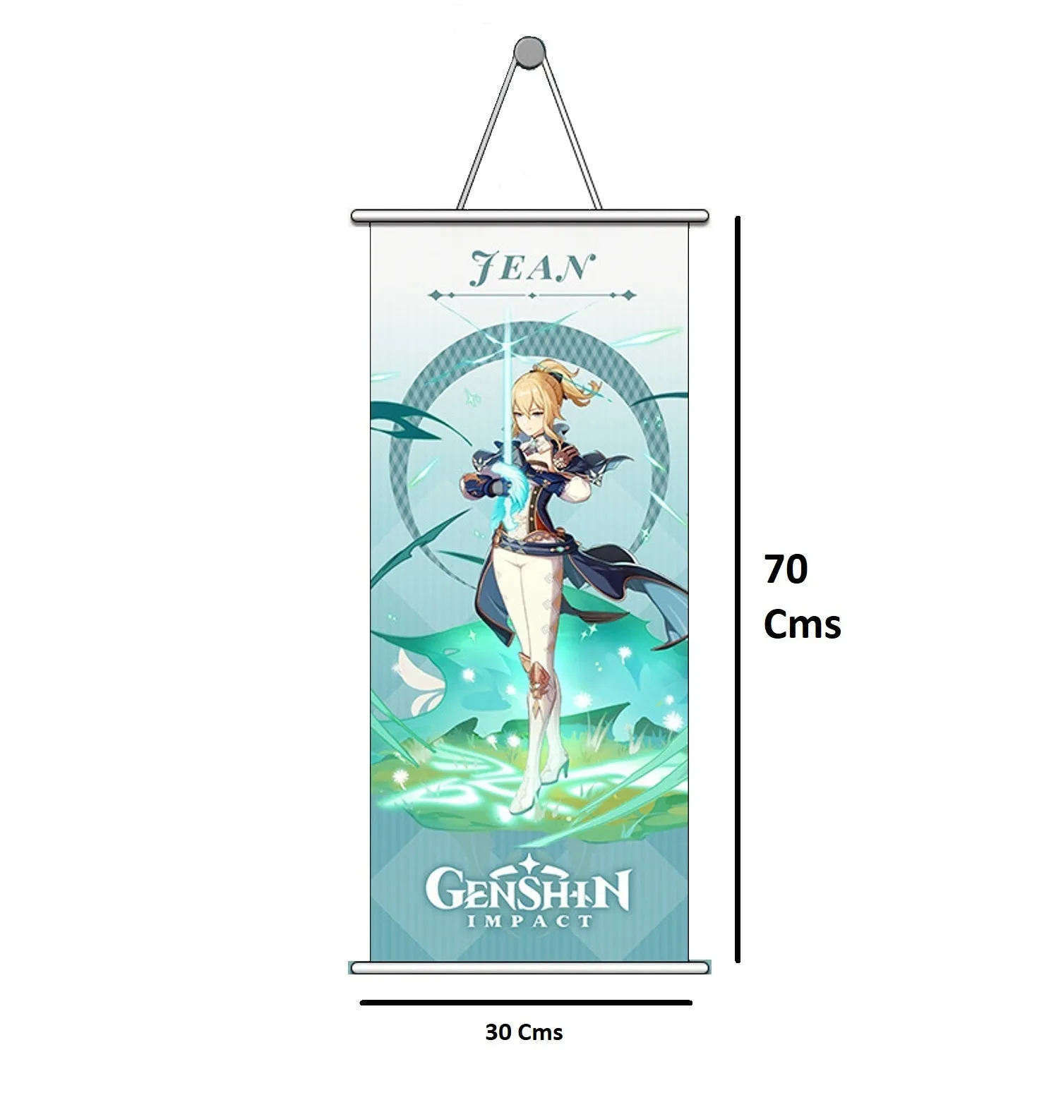 Genshin Impact Jean Gaming Anime Wall Hanging Scroll | 70 x 25 Cms |