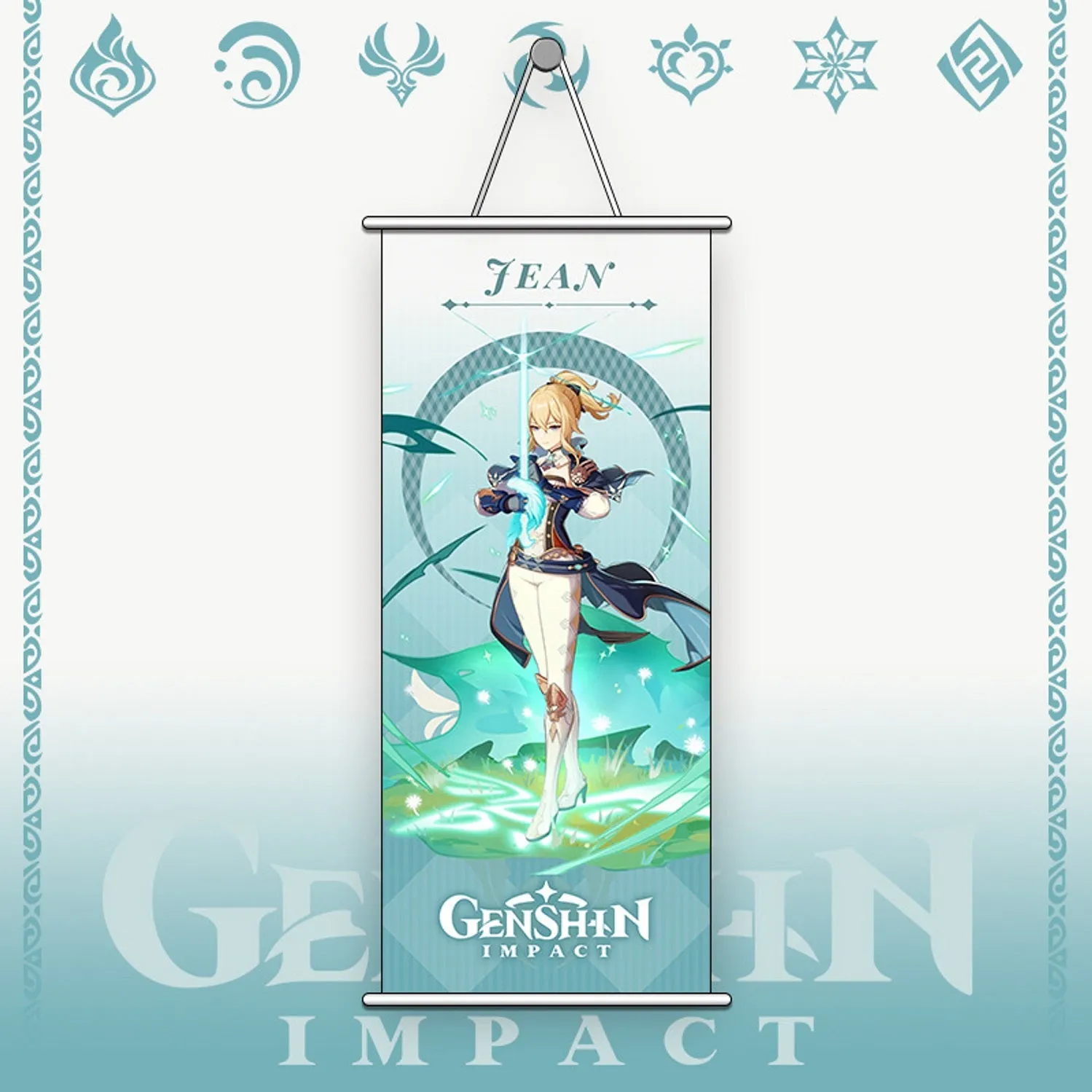Genshin Impact Jean Gaming Anime Wall Hanging Scroll | 70 x 25 Cms |