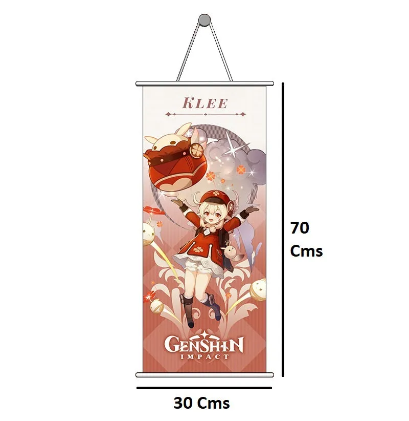 Genshin Impact Klee Gaming Anime Wall Hanging Scroll | 70 x 25 Cms |