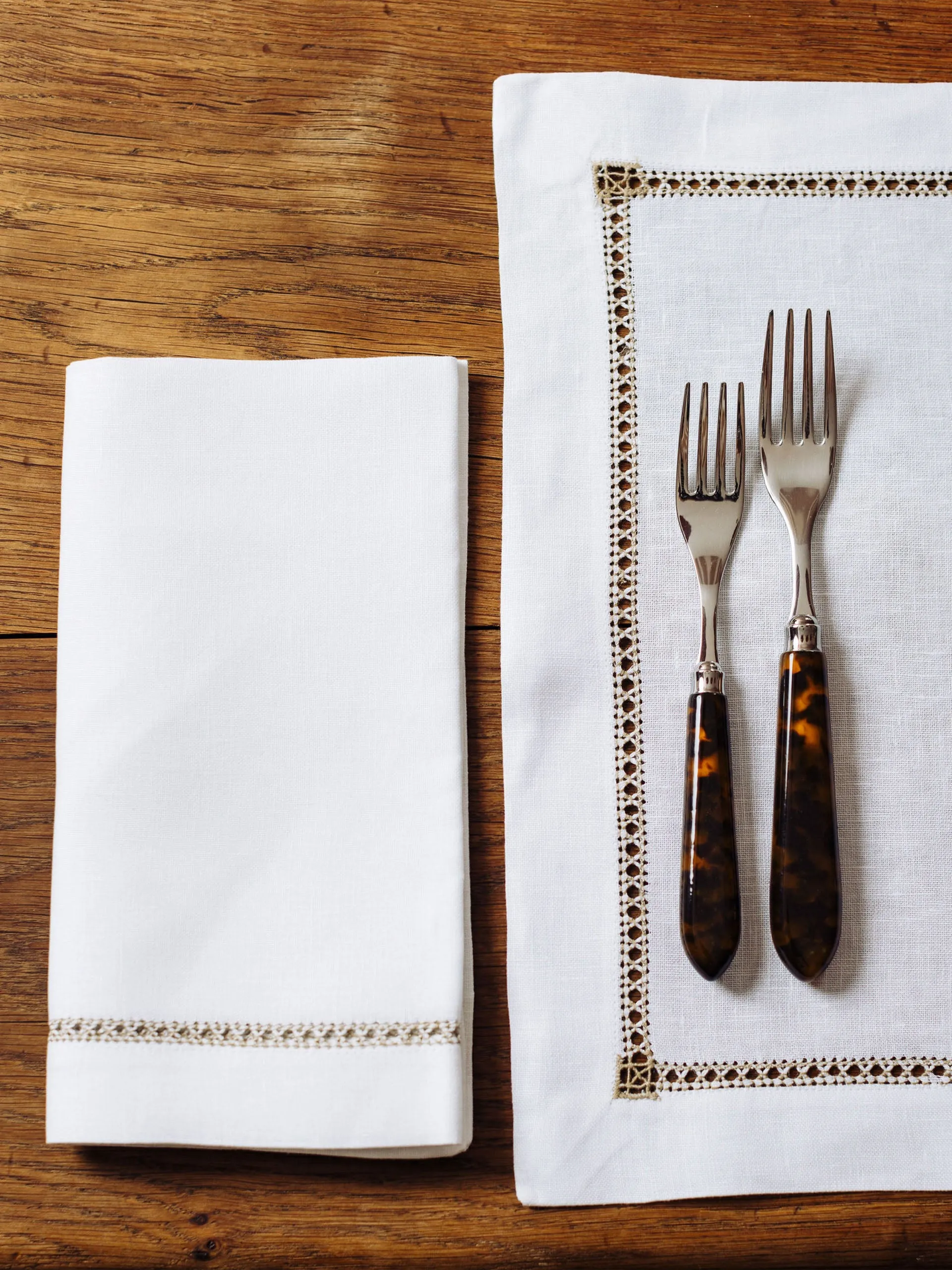 Georgiana ladderstitch linen placemat, nougat
