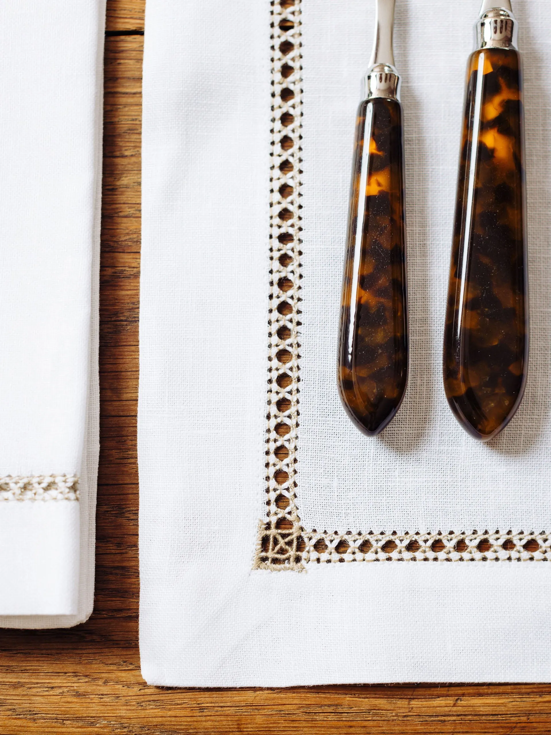 Georgiana ladderstitch linen placemat, nougat