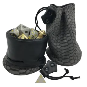Gray and Black Cobra Scale Leather Dice Bag / Dice Cup Transformer