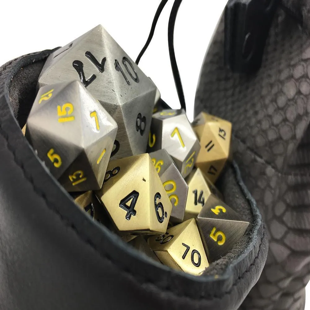 Gray and Black Cobra Scale Leather Dice Bag / Dice Cup Transformer
