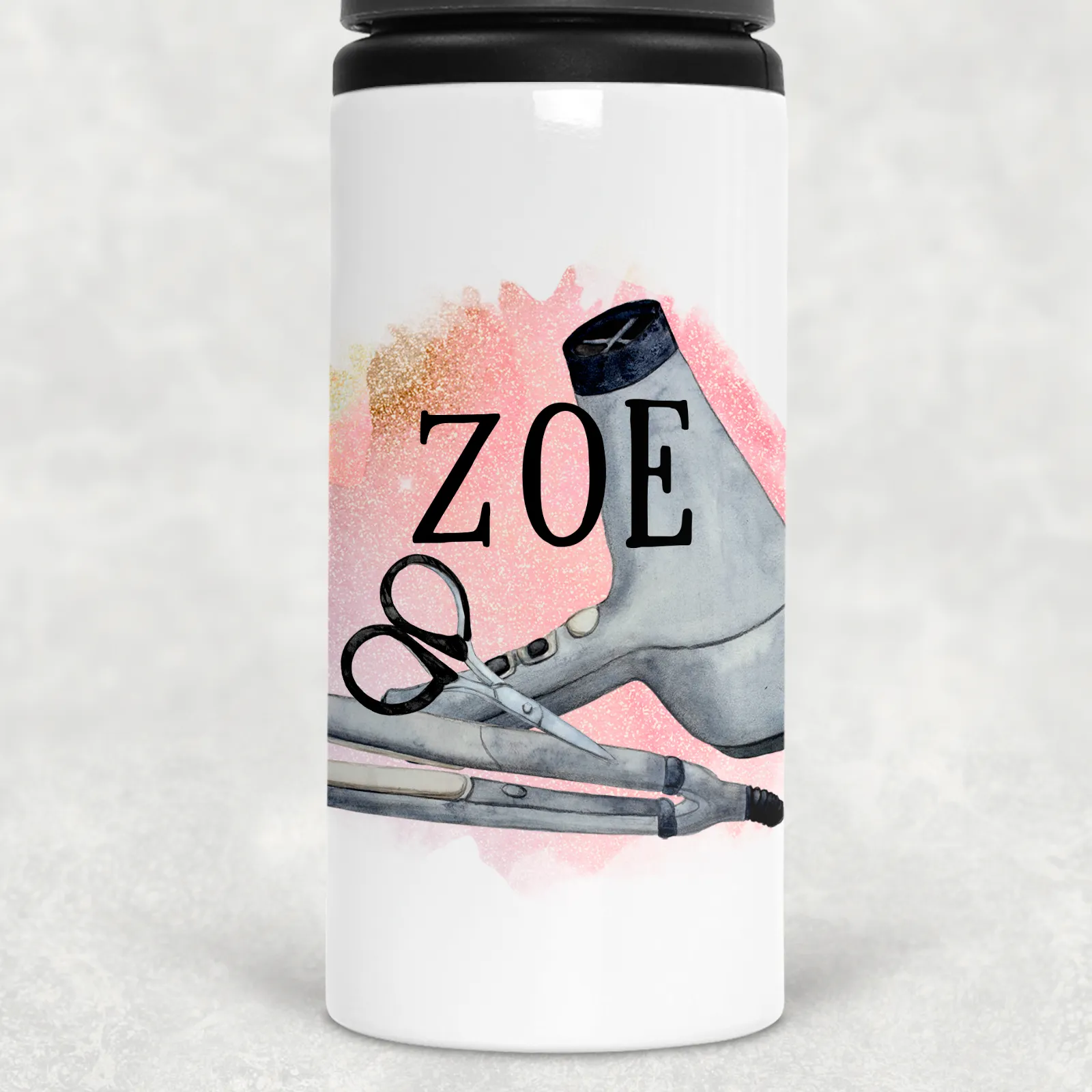 Hairdresser Personalised Aluminium Straw Water Bottle 650ml