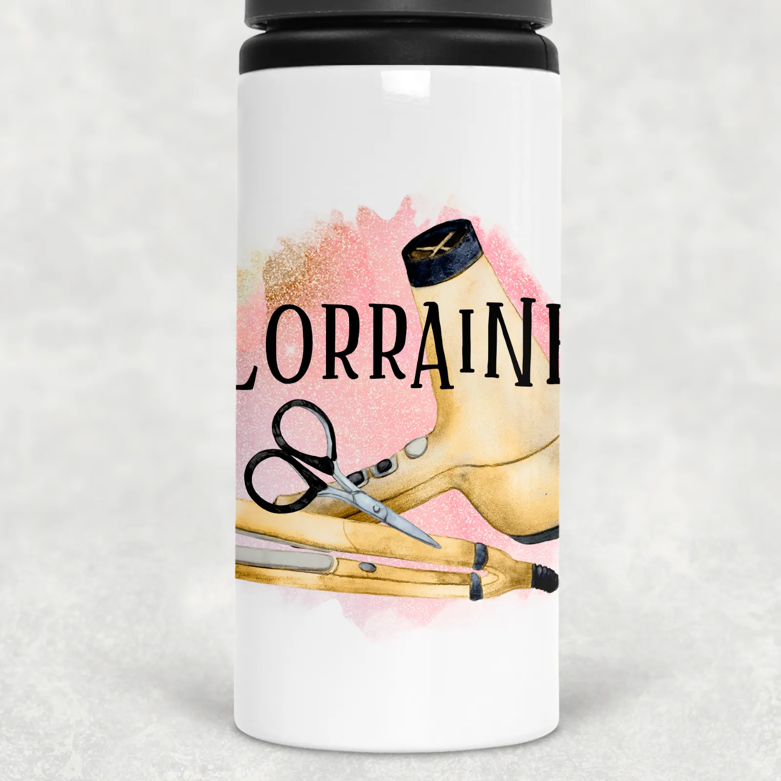 Hairdresser Personalised Aluminium Straw Water Bottle 650ml