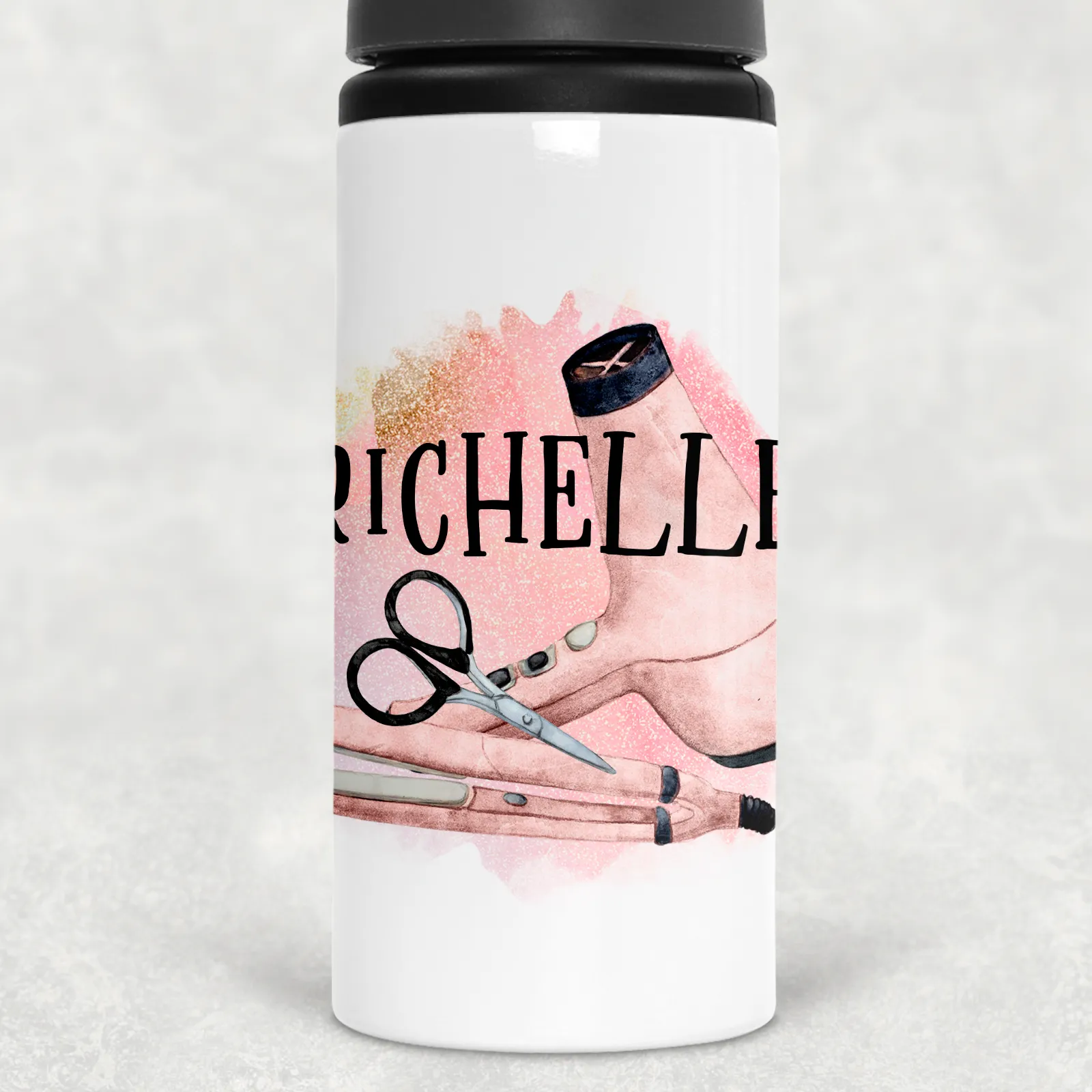 Hairdresser Personalised Aluminium Straw Water Bottle 650ml