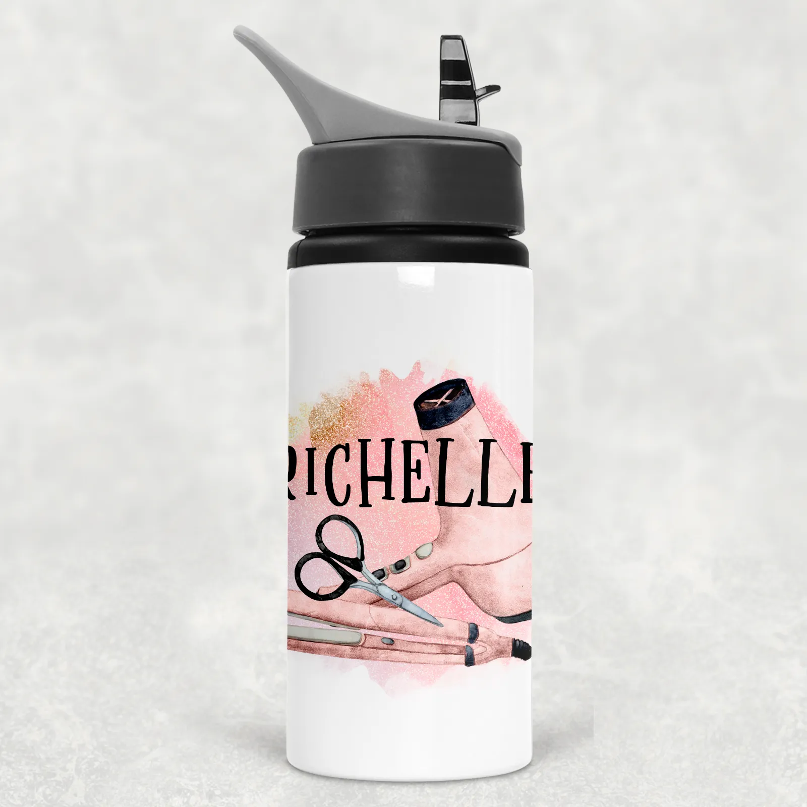 Hairdresser Personalised Aluminium Straw Water Bottle 650ml