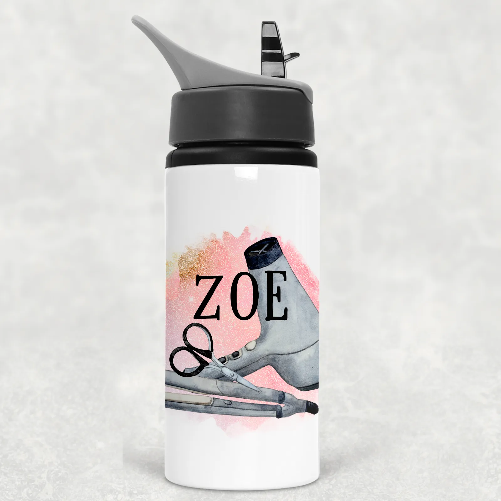 Hairdresser Personalised Aluminium Straw Water Bottle 650ml