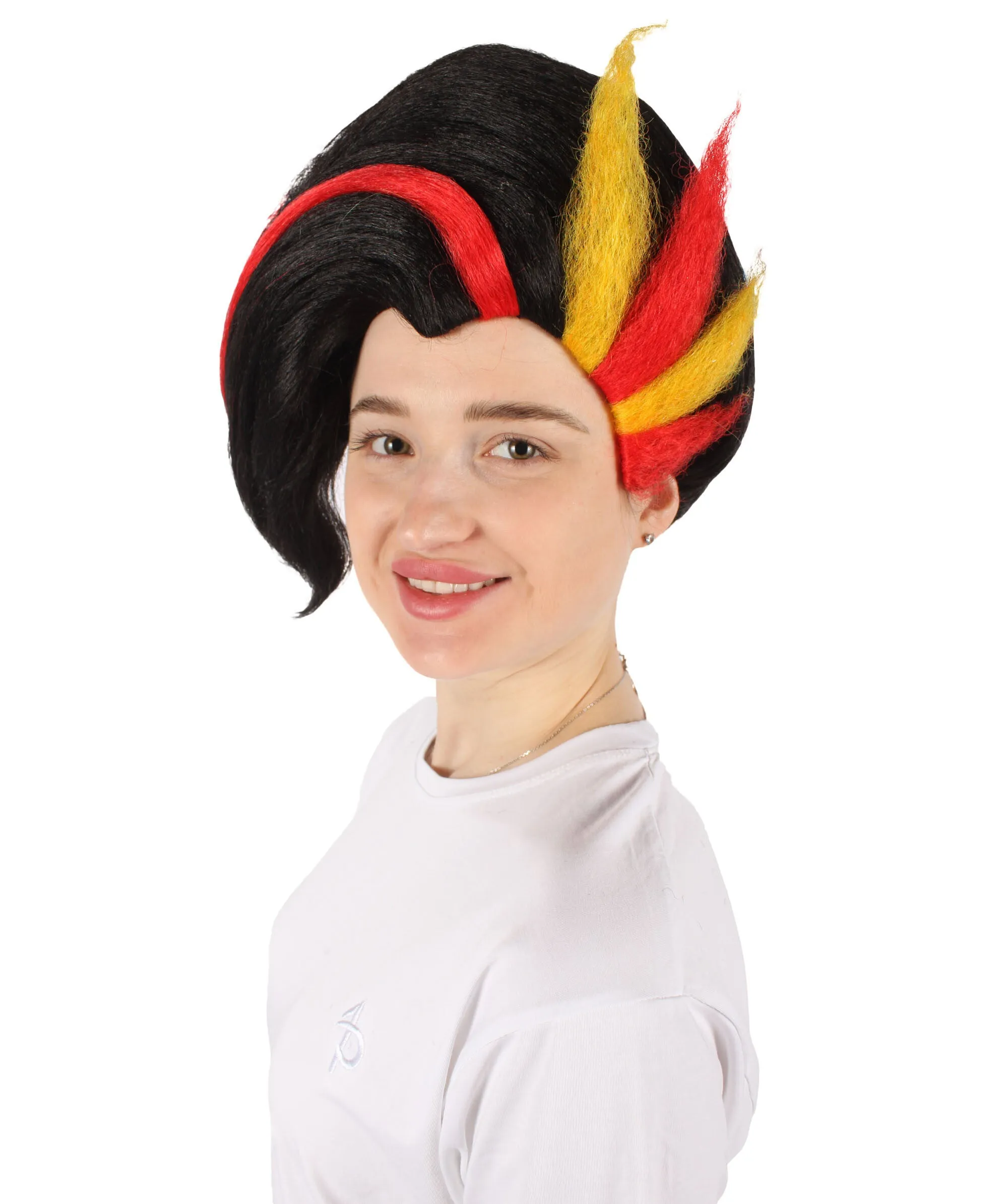 HPO Adult Women's Video Game Antagonist Second Boss Black with Highlights Spike Wig| Flame-retardant Synthetic Fiber