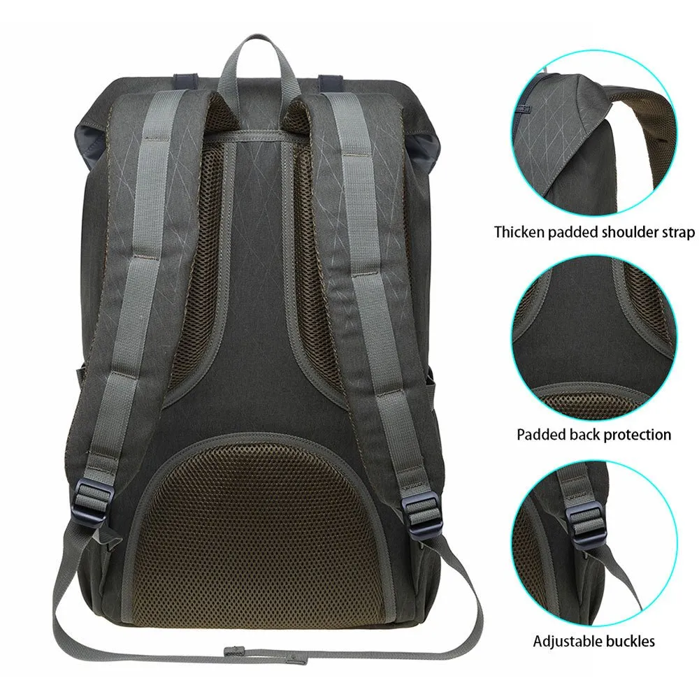KAUKKO backpack women men daypack with laptop compartment for 14 inch notebook for leisure job university travel hiking, 21L (green EP5-18)