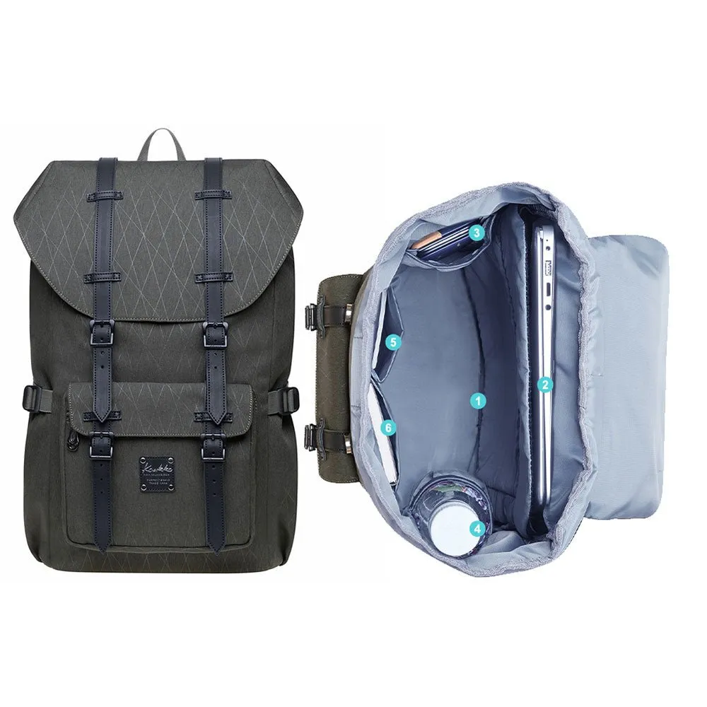 KAUKKO backpack women men daypack with laptop compartment for 14 inch notebook for leisure job university travel hiking, 21L (green EP5-18)